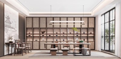 新中式茶室3D模型下载
